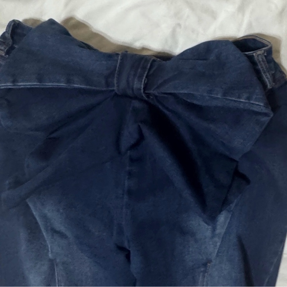 Fashion Nova Brianca Bow Dark Blue Flare Jeans - Picture 3 of 7